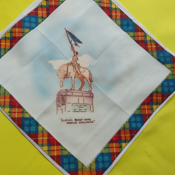 Vintage Scottish Handkerchief Souvenir scarf  Scotia's Boast Hawick Callants - Picture 3 of 12